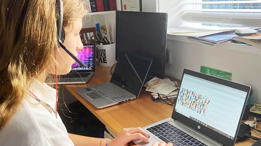 Child with an online tutor.